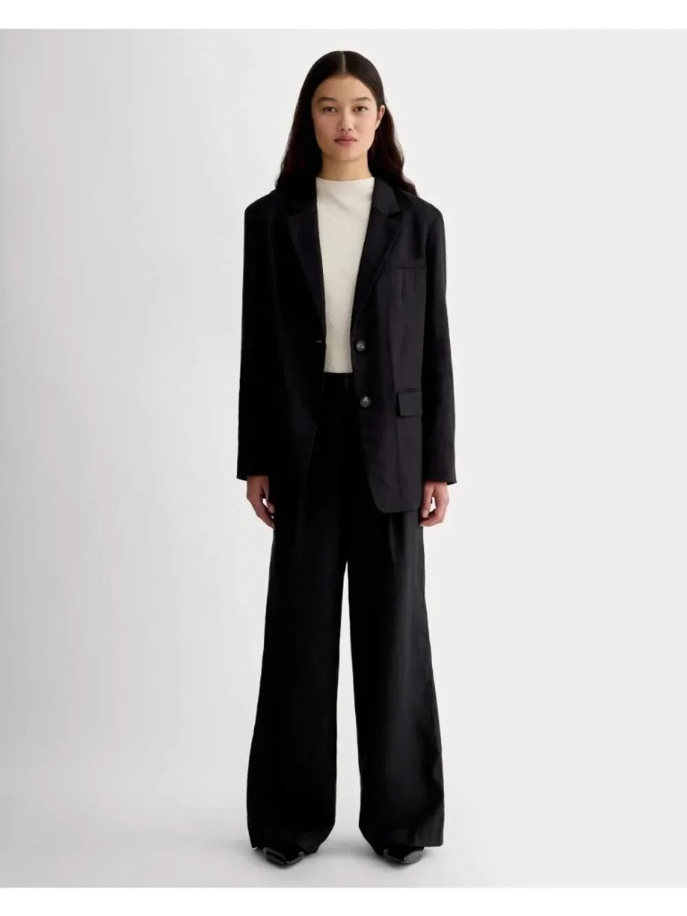 Everlane The Linen Way-High Drape Pants in Black 2 Short New Womens Dressy Trous